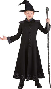 Costum Vrajitor / Wizard pentru Copii, set cu palarie, Tesatura Fina, 150, 7 - 8 ani, Negru - costumecarnaval - serbare.ro