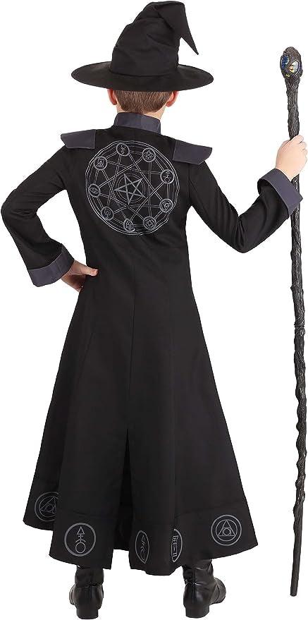 Costum Vrajitor / Wizard pentru Copii, set cu palarie, Tesatura Fina, 150, 7 - 8 ani, Negru - costumecarnaval - serbare.ro