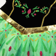 Rochie Anna pentru Copii, Set cu coronita si accesorii, Frozen, Tesatura fina, 6 - 7 ani, 140, Verde - costumecarnaval - serbare.ro