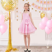 Rochie Barbie pentru Copii, Set cu Accesorii, EvrikaUnity®, Tesatura Premium, 5 - 6 ani, 130cm, Roz - costumecarnaval - serbare.ro