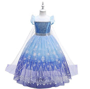 Rochie Elsa Frozen 2 pentru Copii, Regina Ghetii, EvrikaUnity®, Tesatura Premium, 3 - 4 ani, 110 cm, Albastru/ Mov/ Alb - costumecarnaval - serbare.ro