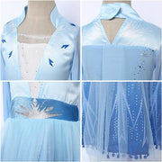 Rochie Elsa Frozen 2 pentru copii, Set cu Coronita, Peruca, Bijuterii si accesorii, EvrikaUnity®, Regina Ghetii, Tesatura Premium, 5 - 6 ani, 130 cm, Albastru Imperial - costumecarnaval - serbare.ro