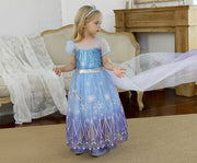 Rochie Elsa Frozen 2 pentru Fete, Set cu Peruca, Bijuterii si Accesorii, EvrikaUnity®, Regina Ghetii, Tesatura Premium, 4 - 5 ani, 120 cm, Mov - costumecarnaval - serbare.ro