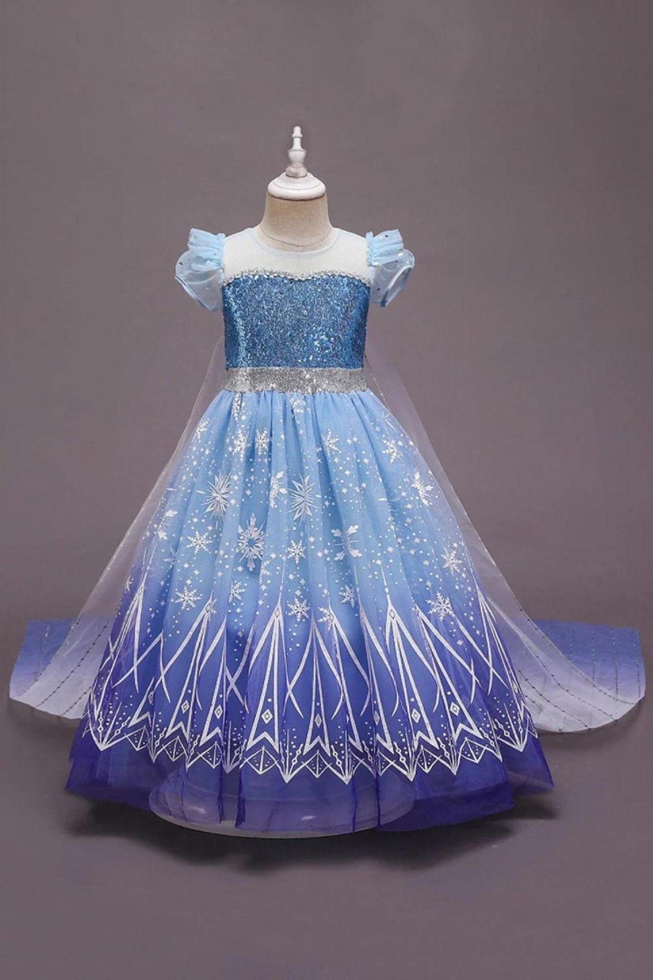 Rochie Elsa Frozen 2 pentru Fete, Set cu Peruca, Bijuterii si Accesorii, EvrikaUnity®, Regina Ghetii, Tesatura Premium, 6 - 7 ani, 140 cm, Mov - costumecarnaval - serbare.ro