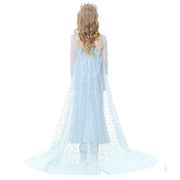 Rochie Elsa Frozen 2 Stralucitoare pentru Copii, Set cu accesorii, Regina Ghetii, Tesatura fina, 4 - 5 ani, 120, Alb/Albastru deschis - costumecarnaval - serbare.ro