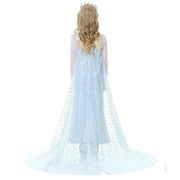Rochie Elsa Frozen 2 Stralucitoare pentru Copii, Set cu accesorii, Regina Ghetii, Tesatura fina, 5 - 6 ani, 130, Alb/Albastru deschis - costumecarnaval - serbare.ro