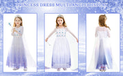Rochie Elsa Frozen pentru fete, Set cu Coronita, Bagheta si Bijuterii, EvrikaUnity®, Regina Ghetii, 4 - 5 ani, 120 cm, Alb - costumecarnaval - serbare.ro