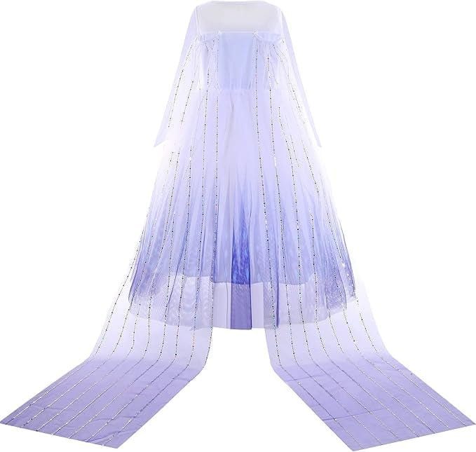 Rochie Elsa Frozen pentru fete, Set cu Coronita, Bagheta si Bijuterii, EvrikaUnity®, Regina Ghetii, 6 - 7 ani, 140 cm, Alb - costumecarnaval - serbare.ro