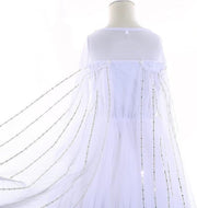 Rochie Elsa Frozen pentru fete, Set cu Coronita, Bagheta si Bijuterii, EvrikaUnity®, Regina Ghetii, 6 - 7 ani, 140 cm, Alb - costumecarnaval - serbare.ro
