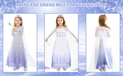 Rochie Elsa Frozen pentru fete, Set cu Coronita, Bagheta si Bijuterii, EvrikaUnity®, Regina Ghetii, 6 - 7 ani, 140 cm, Alb - costumecarnaval - serbare.ro