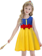 Rochie fete Printesa Alba ca Zapada, Cu Bentita, Coronita si Bagheta, EvrikaUnity®, Bumbac, 3 - 4 ani, 110cm, Galben/Albastru - costumecarnaval - serbare.ro