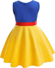 Rochie fete Printesa Alba ca Zapada, Cu Bentita, Coronita si Bagheta, EvrikaUnity®, Bumbac, 3 - 4 ani, 110cm, Galben/Albastru - costumecarnaval - serbare.ro