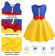 Rochie fete Printesa Alba ca Zapada, Cu Bentita, Coronita si Bagheta, EvrikaUnity®, Bumbac, 3 - 4 ani, 110cm, Galben/Albastru - costumecarnaval - serbare.ro
