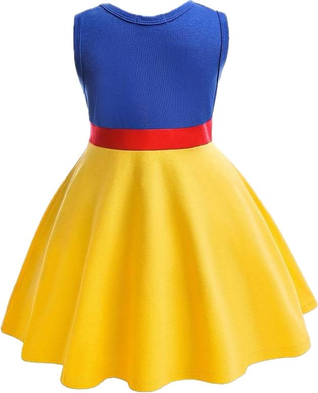 Rochie fete Printesa Alba ca Zapada, Cu Bentita, Coronita si Bagheta, EvrikaUnity®, Bumbac, 4 - 5 ani, 120cm, Galben/Albastru - costumecarnaval - serbare.ro