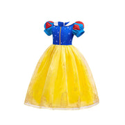 Rochie Printesa Alba ca Zapada pentru fete, Set cu Bentita, Coroana si Colier, EvrikaUnity®, Tesatura premium, 5 - 6 ani, 130 cm, Galben - costumecarnaval - serbare.ro