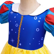 Rochie Printesa Alba ca Zapada pentru fete, Set cu Bentita, Coroana si Colier, EvrikaUnity®, Tesatura premium, 6 - 7 ani, 140 cm, Galben - costumecarnaval - serbare.ro