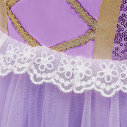 Rochie Printesa Rapunzel pentru Copii, Set cu Coronita si Accesorii, EvrikaUnity®, Tesatura premium, 6 - 7 ani, 140 cm, Mov - costumecarnaval - serbare.ro