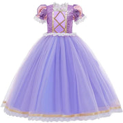 Rochie Printesa Rapunzel pentru Copii, Set cu Coronita si Accesorii, EvrikaUnity®, Tesatura premium, 6 - 7 ani, 140 cm, Mov - costumecarnaval - serbare.ro