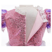 Rochie Printesa Rapunzel pentru Fete, Set cu Coronita, Bentita cu coada si Accesorii, EvrikaUnity®, Tesatura premium, 6 - 7 ani, 140 cm, Roz - costumecarnaval - serbare.ro