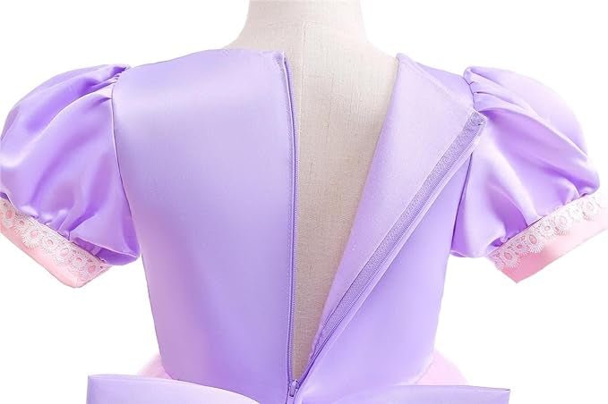 Rochie Printesa Rapunzel pentru fete, Set cu Coronita si Accesorii, EvrikaUnity®, Tesatura premium, 5 - 6 ani, 130 cm, Roz - costumecarnaval - serbare.ro