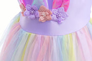Rochie Unicorn pentru Fetite, Set cu Bentita si Colier, EvrikaUnity®, Tesatura Premium, 6 - 7 ani, 140 cm, Mov - costumecarnaval - serbare.ro