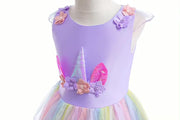Rochie Unicorn pentru Fetite, Set cu Bentita si Colier, EvrikaUnity®, Tesatura Premium, 6 - 7 ani, 140 cm, Mov - costumecarnaval - serbare.ro