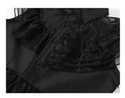 Rochie Wednesday pentru Fete, Set cu Peruca, Bijuterii si Accesorii, EvrikaUnity®, Tesatura premium, 5 - 6 ani, 130 cm, Negru - costumecarnaval - serbare.ro