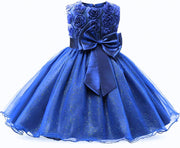 Rochita cu Trandafiri si Funda de Printesa pentru fete, Zi de zi, Petrecere, Tesatura fina, 3 - 4 ani, 110 cm, Bleumarin - costumecarnaval - serbare.ro