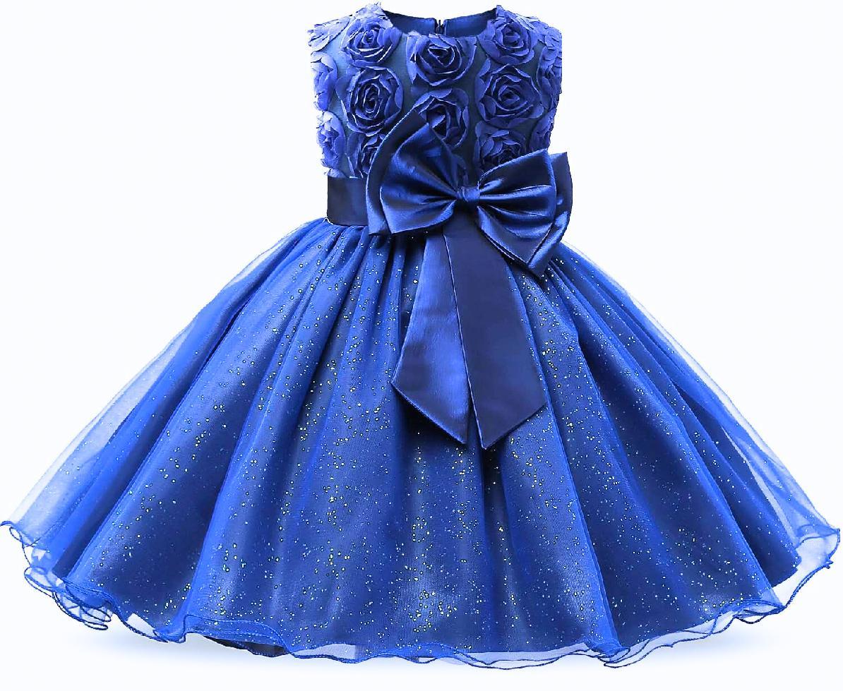 Rochita cu Trandafiri si Funda de Printesa pentru fete, Zi de zi, Petrecere, Tesatura fina, 6 - 7 ani, 140 cm, Bleumarin - costumecarnaval - serbare.ro