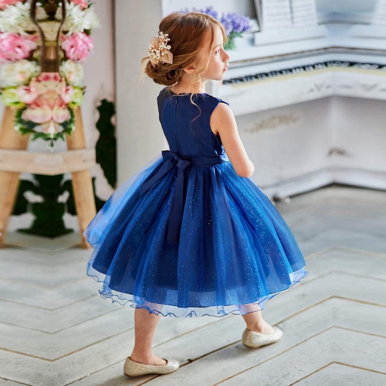 Rochita cu Trandafiri si Funda de Printesa pentru fete, ZI de zi, Petrecere, Tesatura fina, 7 - 8 ani, 150 cm, Bleumarin - costumecarnaval - serbare.ro