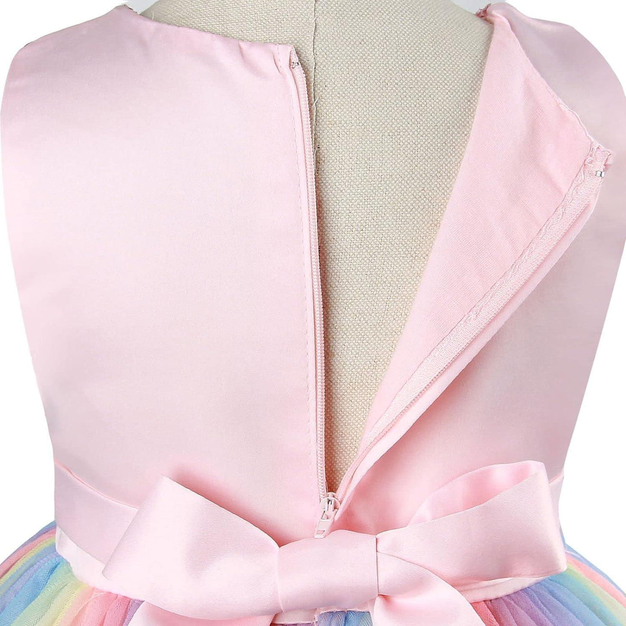 Rochita Curcubeu de Printesa pentru fete, Zi de zi, Petrecere, Tesatura Fina, 4 - 5 ani, 120 cm, Roz - costumecarnaval - serbare.ro