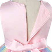 Rochita Curcubeu de Printesa pentru fete, Zi de zi, Petrecere, Tesatura Fina, 4 - 5 ani, 120 cm, Roz - costumecarnaval - serbare.ro