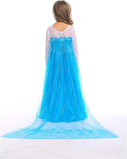 Rochita Elsa Frozen pentru copii, Set cu Coronita, Bijuterii si accesorii, EvrikaUnity®, Tesatura Premium, 3 - 4 ani, 110 cm, Albastru/ Turcoaz - costumecarnaval - serbare.ro