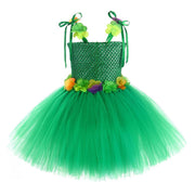 Rochita Fluture cu Flori pentru fete, Set cu aripi si bagheta, Tesatura fina, 7 - 8 ani, 150 cm, Verde - costumecarnaval - serbare.ro
