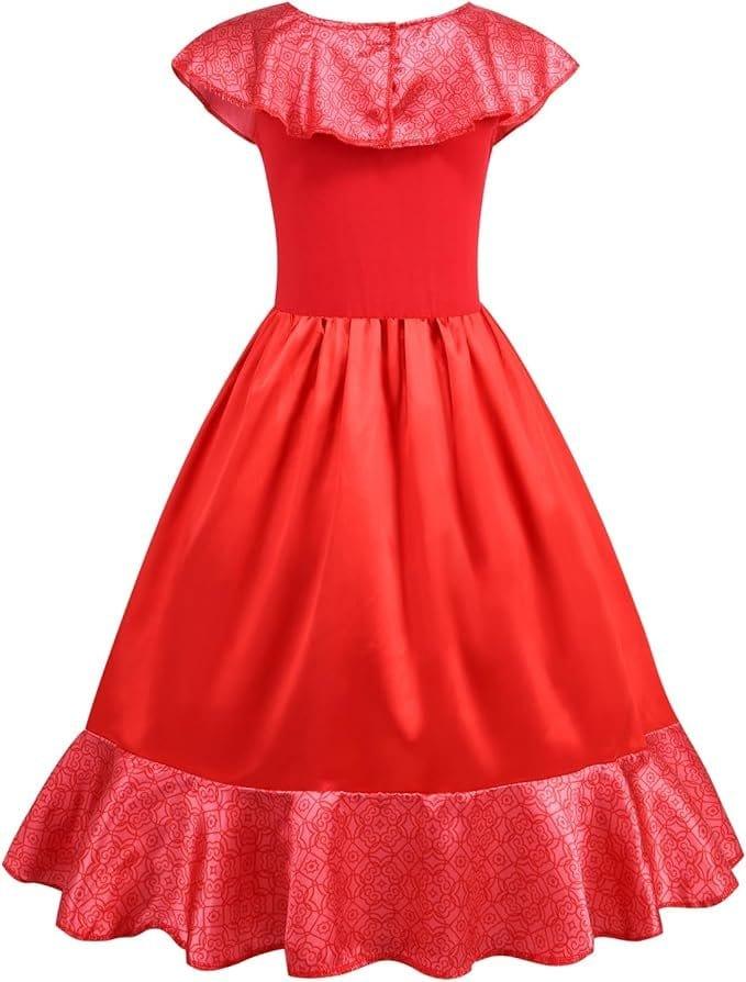 Rochita Printesa Elena din Avalor, Set cu Coronita si Accesorii, Tesatura Fina, 5 - 6 ani, 130 cm, Rosu - costumecarnaval - serbare.ro