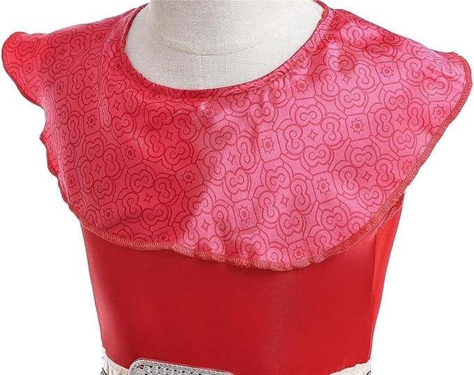 Rochita Printesa Elena din Avalor, Set cu Coronita si Accesorii, Tesatura Fina, 5 - 6 ani, 130 cm, Rosu - costumecarnaval - serbare.ro