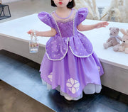 Rochita Printesa Sofia, EvrikaUnity®, Tesatura Premium, 3 - 4 ani, 110 cm, Mov Royal - costumecarnaval - serbare.ro