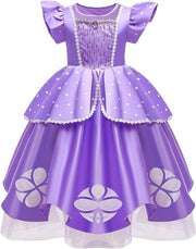 Rochita Printesa Sofia, EvrikaUnity®, Tesatura Premium, 3 - 4 ani, 110 cm, Mov Royal - costumecarnaval - serbare.ro
