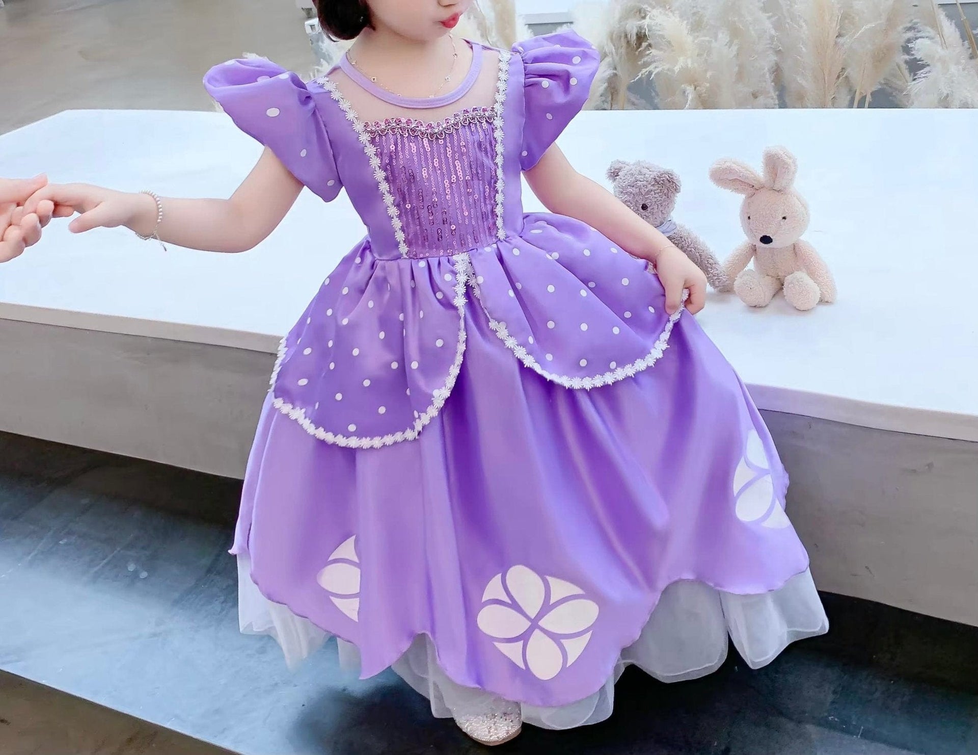 Rochita Printesa Sofia, EvrikaUnity®, Tesatura Premium, 3 - 4 ani, 110 cm, Mov Royal - costumecarnaval - serbare.ro