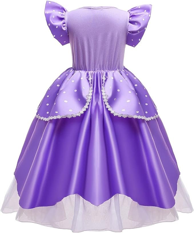 Rochita Printesa Sofia, EvrikaUnity®, Tesatura Premium, 3 - 4 ani, 110 cm, Mov Royal - costumecarnaval - serbare.ro