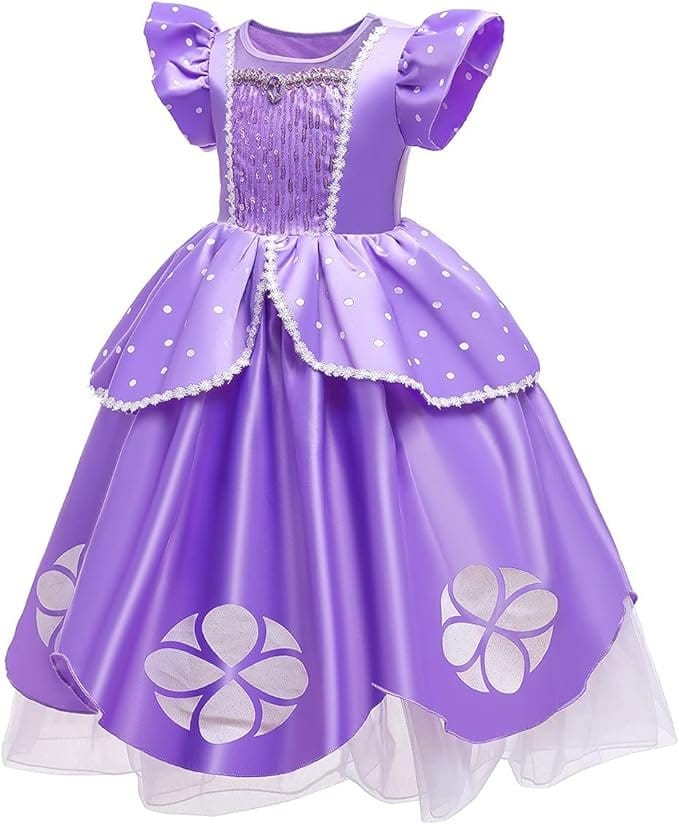 Rochita Printesa Sofia, EvrikaUnity®, Tesatura Premium, 5 - 6 ani, 130 cm, Mov Royal - costumecarnaval - serbare.ro