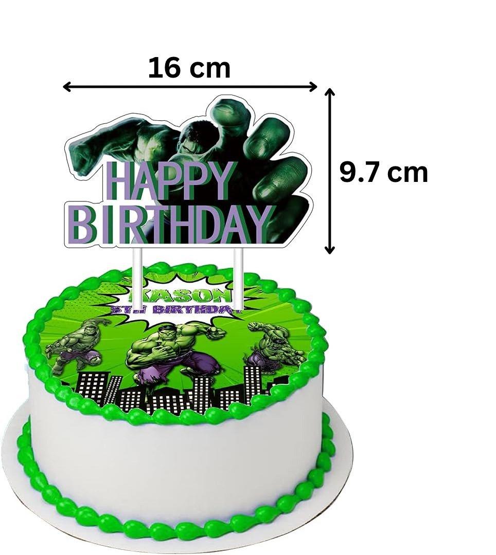 Set 16 baloane copii, Hulk, Petrecere Aniversara, Latex, 1 Banner Happy Birthday, 24 Cupcake Topper, 1 Cake Topper, Verde / Mov - costumecarnaval - serbare.ro