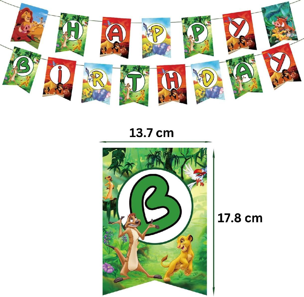 Set 16 baloane copii, Regele Leu, Petrecere Aniversara, Latex, 1 Banner Happy Birthday, 24 Cupcake Topper, 1 Cake Topper, Multicolor - costumecarnaval - serbare.ro
