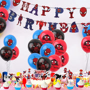 Set 18 baloane copii, Spiderman, Petrecere Aniversara, Latex, 1 Banner Happy Birthday,24 Cupcake topper, 1Cake Topper, Multicolor - costumecarnaval - serbare.ro