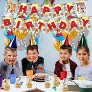 Set 18 baloane copii, Tom & Jerry, Petrecere Aniversara, Latex, 1 Banner Happy Birthday, 12 Cupcake Topper, 1 Cake Topper, Multicolor - costumecarnaval - serbare.ro