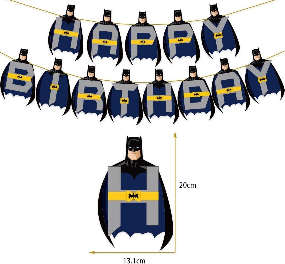 Set 20 baloane copii, Batman, Petrecere Aniversara, Latex, 1 Banner Happy Birthday, 14 Cupcake Topper, 1 Cake Topper, Albastru / Galben - costumecarnaval - serbare.ro