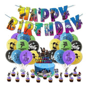 Set 20 baloane copii, Fortnite, Petrecere Aniversara, Latex, 1 Banner Happy Birthday, 15 Cupcake Topper, 1 Cake Topper, Multicolor - costumecarnaval - serbare.ro