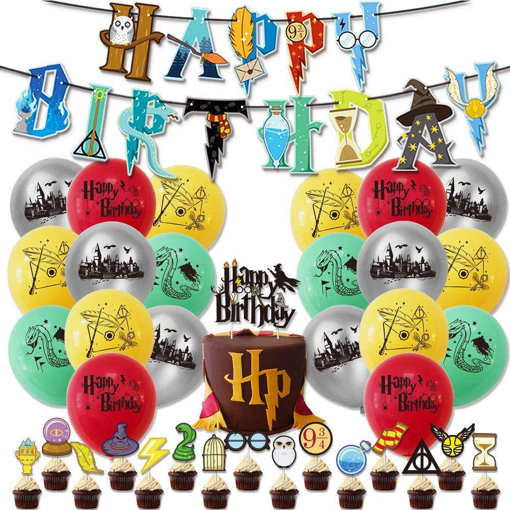Set 20 baloane copii, Harry Potter Elixir, Petrecere Aniversara, Latex, 1 Banner Happy Birthday, 15 Cupcake Topper, 1 Cake Topper, Multicolor - costumecarnaval - serbare.ro