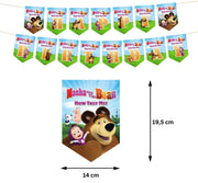 Set 20 baloane copii, Masha si Ursul, Petrecere Aniversara, Latex, 1 Banner Happy Birthday, 24 Cupcake Topper, 1 Cake Topper, Multicolor - costumecarnaval - serbare.ro