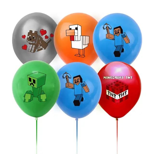 Set 20 baloane copii, Minecraft Aventura, EvrikaUnity®, Petrecere Aniversara, Latex, 1 Banner Happy Birthday, 15 Cupcake Topper, 1 Cake Topper, Multicolor - costumecarnaval - serbare.ro